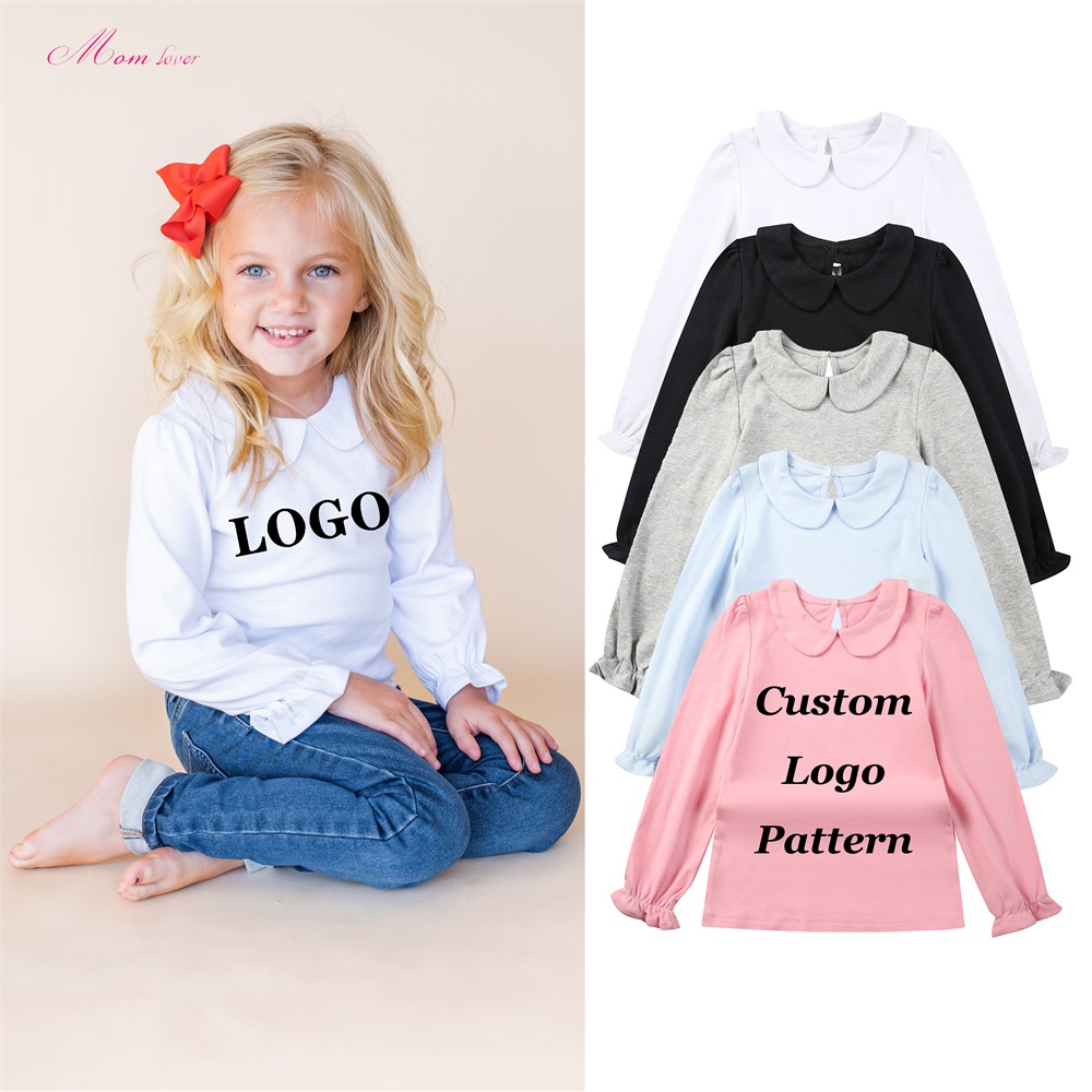 100% česané bavlněné trička Peter Pan Collar Kids