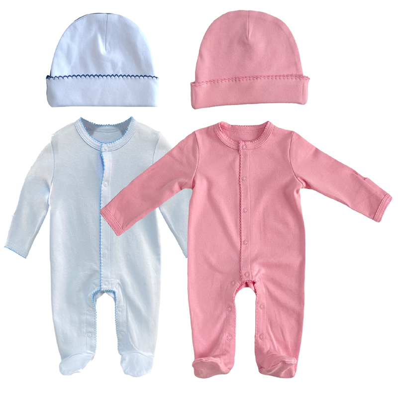 Vlastní ekologická bavlněná picot Trim Trim Footie Swaddle sada